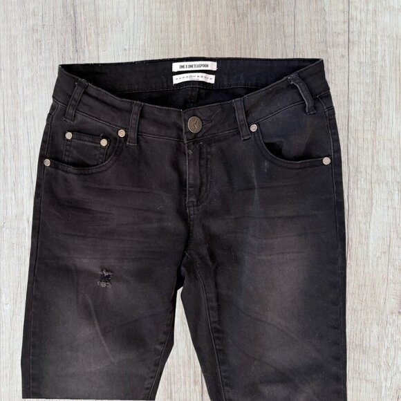 ONE X ONETEASPOON Black Freebird II Low Waist Short Rise Fitted Leg Jeans 26 - Picture 2 of 8